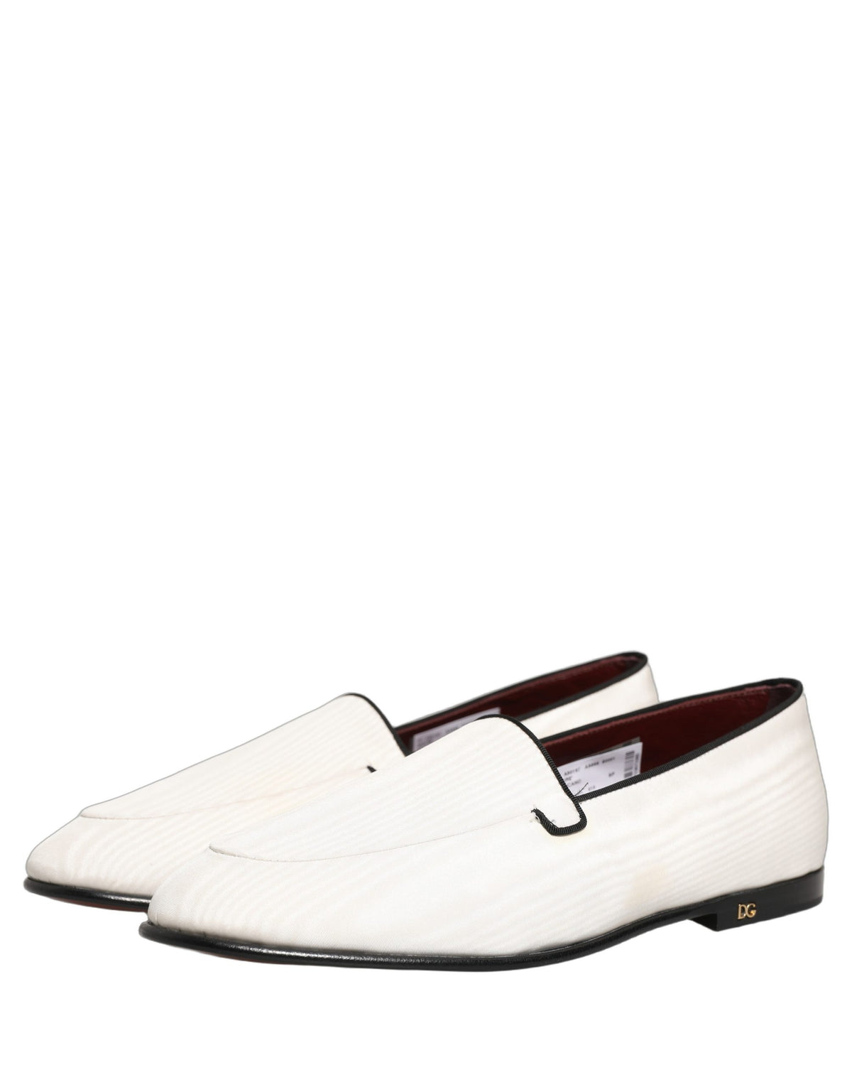 Dolce & Gabbana 9 To 5 Men's Leather & Velvet Flat Loafer Slip-On Shoes - Black White Signature