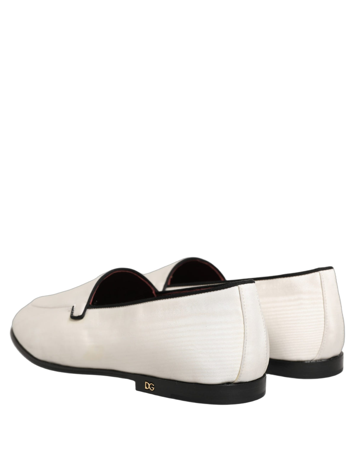 Dolce & Gabbana 9 To 5 Men's Leather & Velvet Flat Loafer Slip-On Shoes - Black White Signature