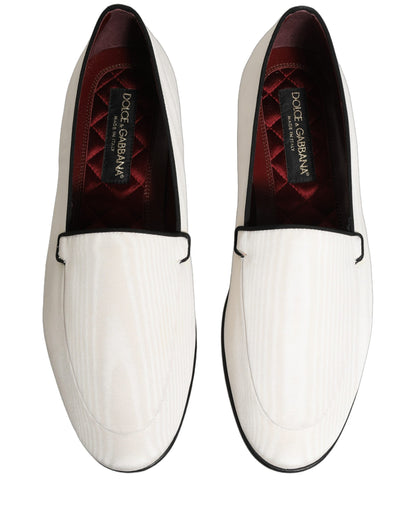 Dolce & Gabbana 9 To 5 Men's Leather & Velvet Flat Loafer Slip-On Shoes - Black White Signature