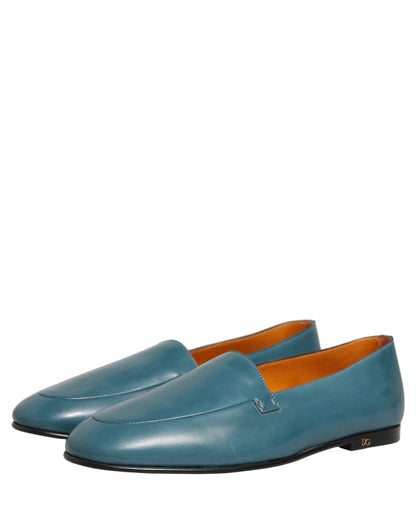 Dolce & Gabbana 9 To 5 Aria Men's Leather Low-Heel Loafer Slip-On Shoes - Blue