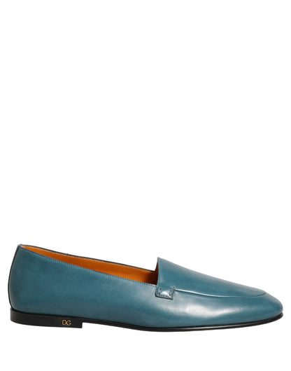 Dolce & Gabbana 9 To 5 Aria Men's Leather Low-Heel Loafer Slip-On Shoes - Blue