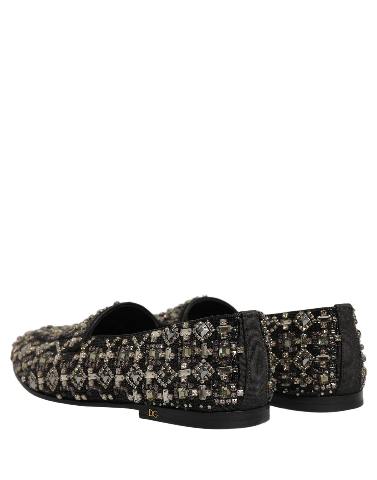 Dolce & Gabbana 9 To 5 Aria Men's Suede Leather & Crystal Loafer Slip-On Shoes - Black Signature