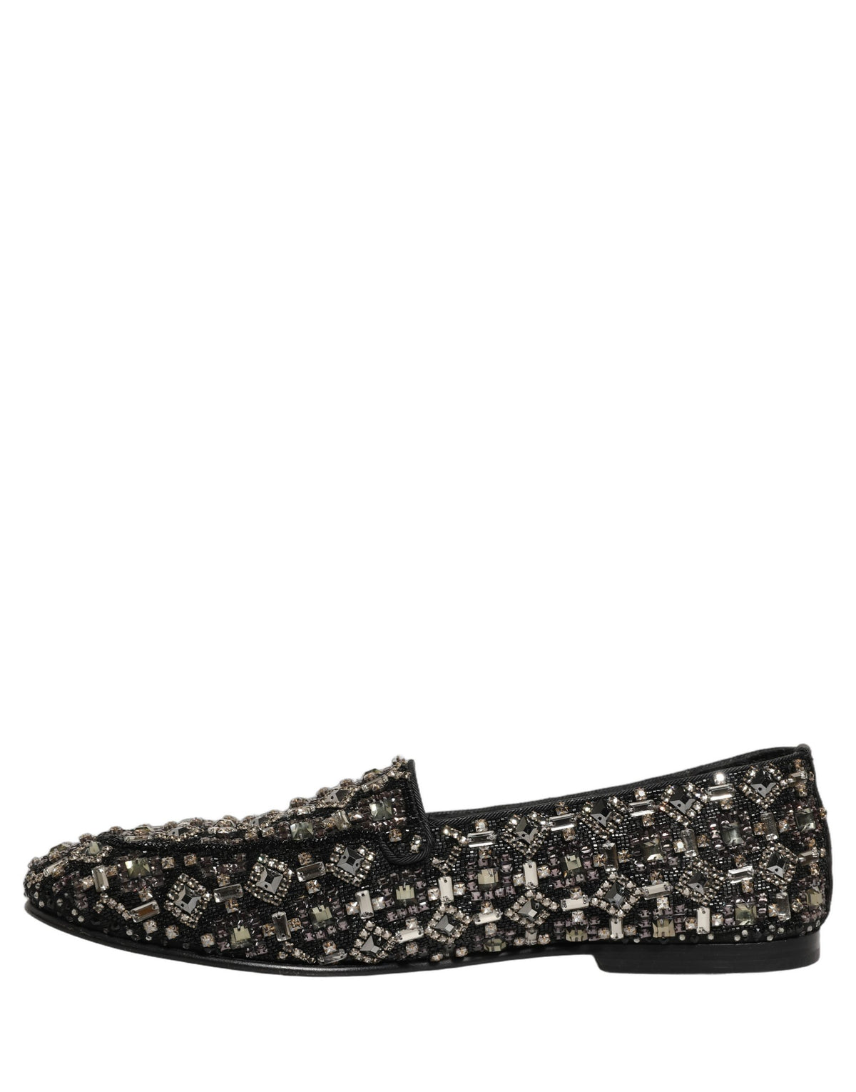 Dolce & Gabbana 9 To 5 Aria Men's Suede Leather & Crystal Loafer Slip-On Shoes - Black Signature