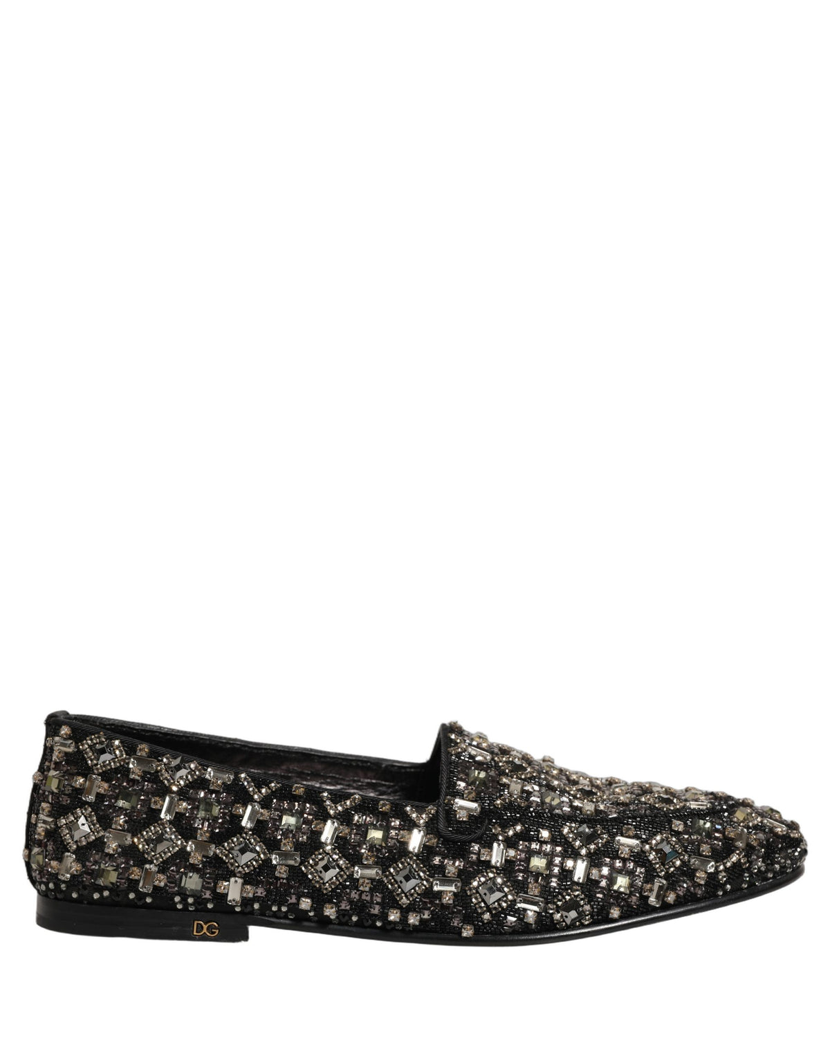 Dolce & Gabbana 9 To 5 Aria Men's Suede Leather & Crystal Loafer Slip-On Shoes - Black Signature