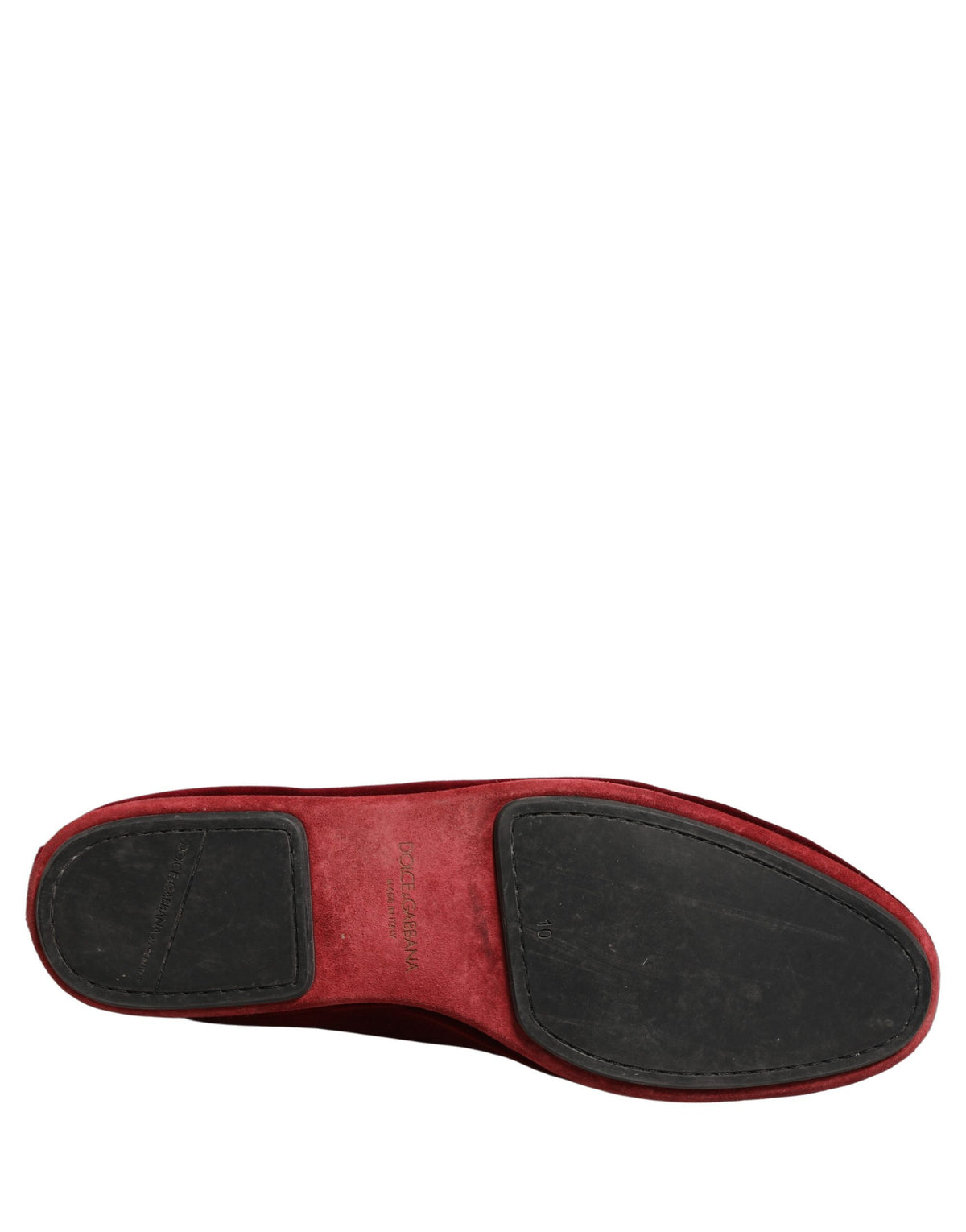 Dolce & Gabbana 9 To 5 Men's Leather & Velvet Flat Loafer Slip-On Shoes - Maroon