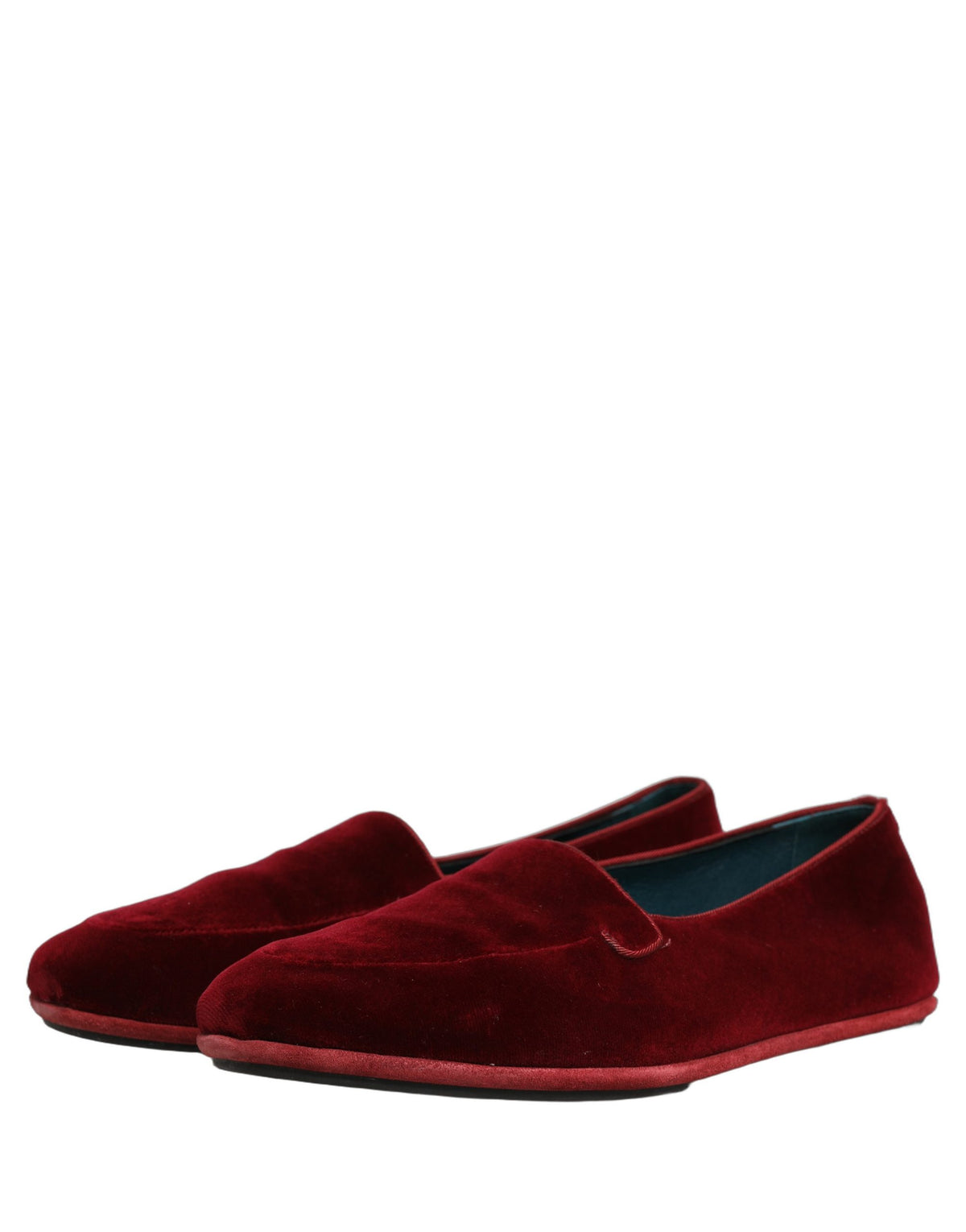 Dolce & Gabbana 9 To 5 Men's Leather & Velvet Flat Loafer Slip-On Shoes - Maroon