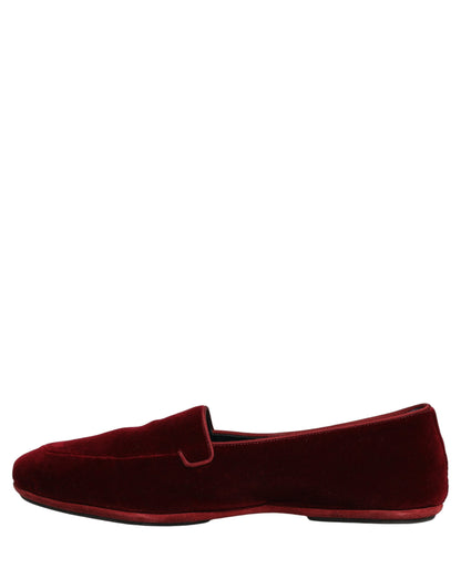 Dolce & Gabbana 9 To 5 Men's Leather & Velvet Flat Loafer Slip-On Shoes - Maroon