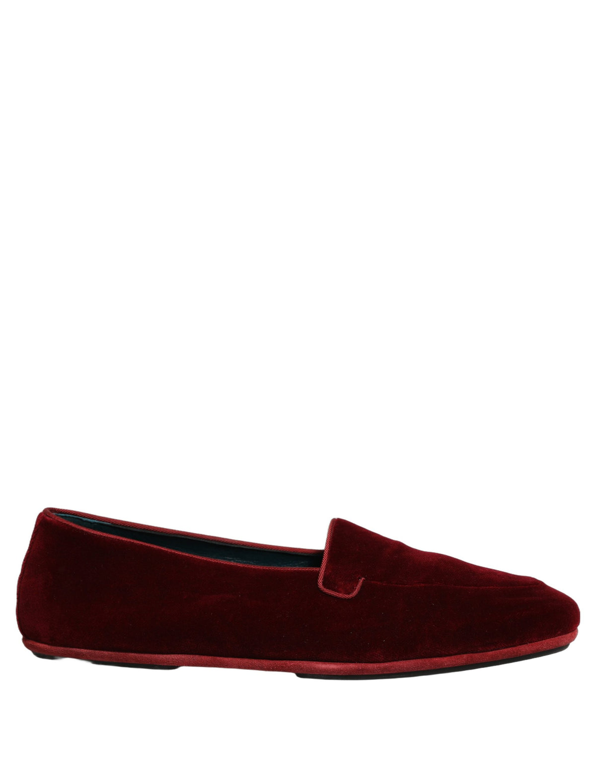 Dolce & Gabbana 9 To 5 Men's Leather & Velvet Flat Loafer Slip-On Shoes - Maroon