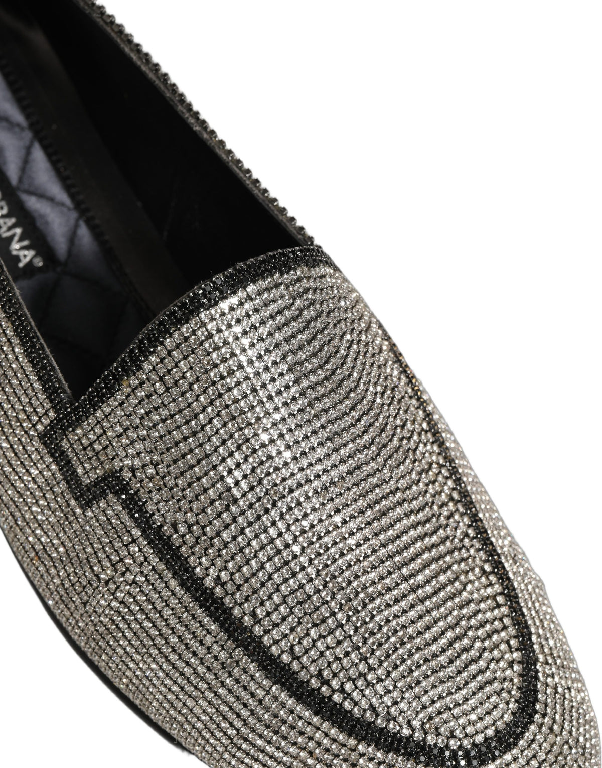 Dolce & Gabbana 9 To 5 Aria Men's Leather & Crystal Loafer Slip-On Shoes - Silver Signature
