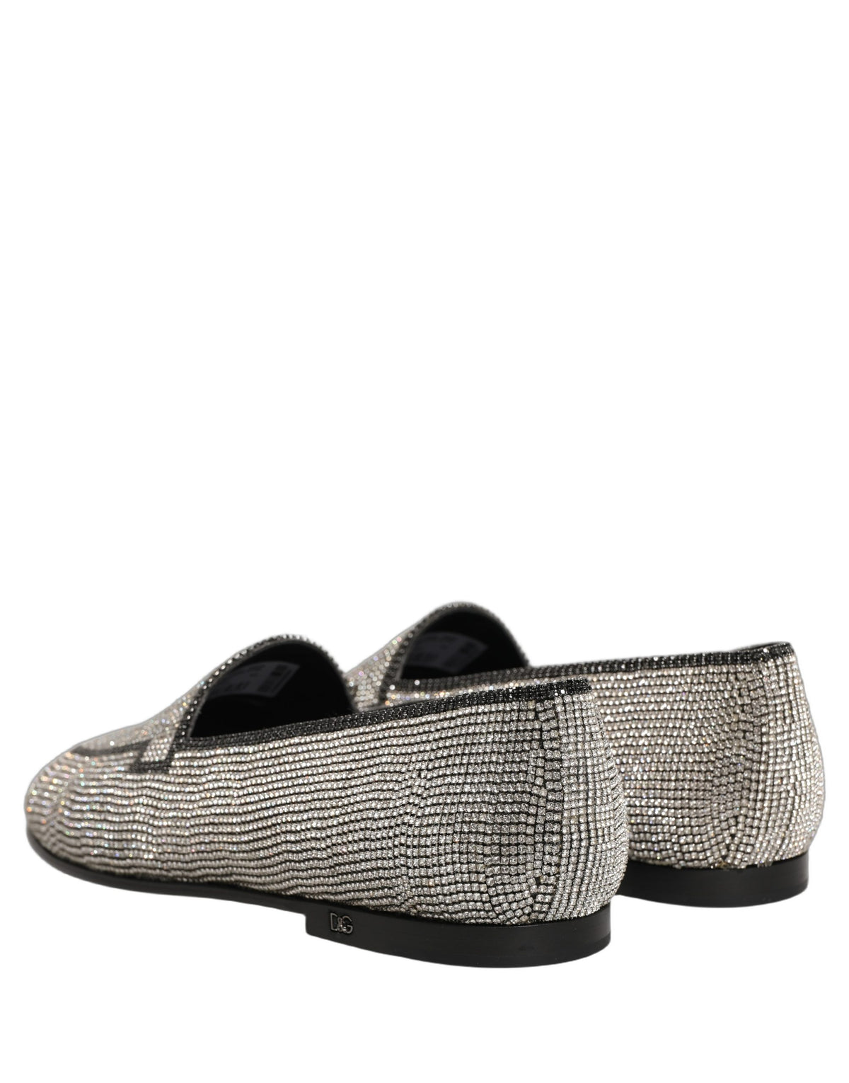 Dolce & Gabbana 9 To 5 Aria Men's Leather & Crystal Loafer Slip-On Shoes - Silver Signature