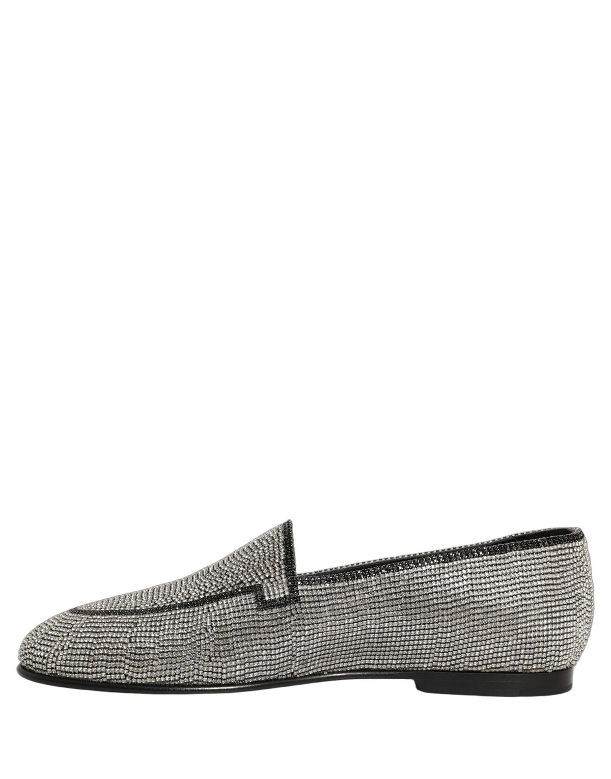 Dolce & Gabbana 9 To 5 Aria Men's Leather & Crystal Loafer Slip-On Shoes - Silver Signature