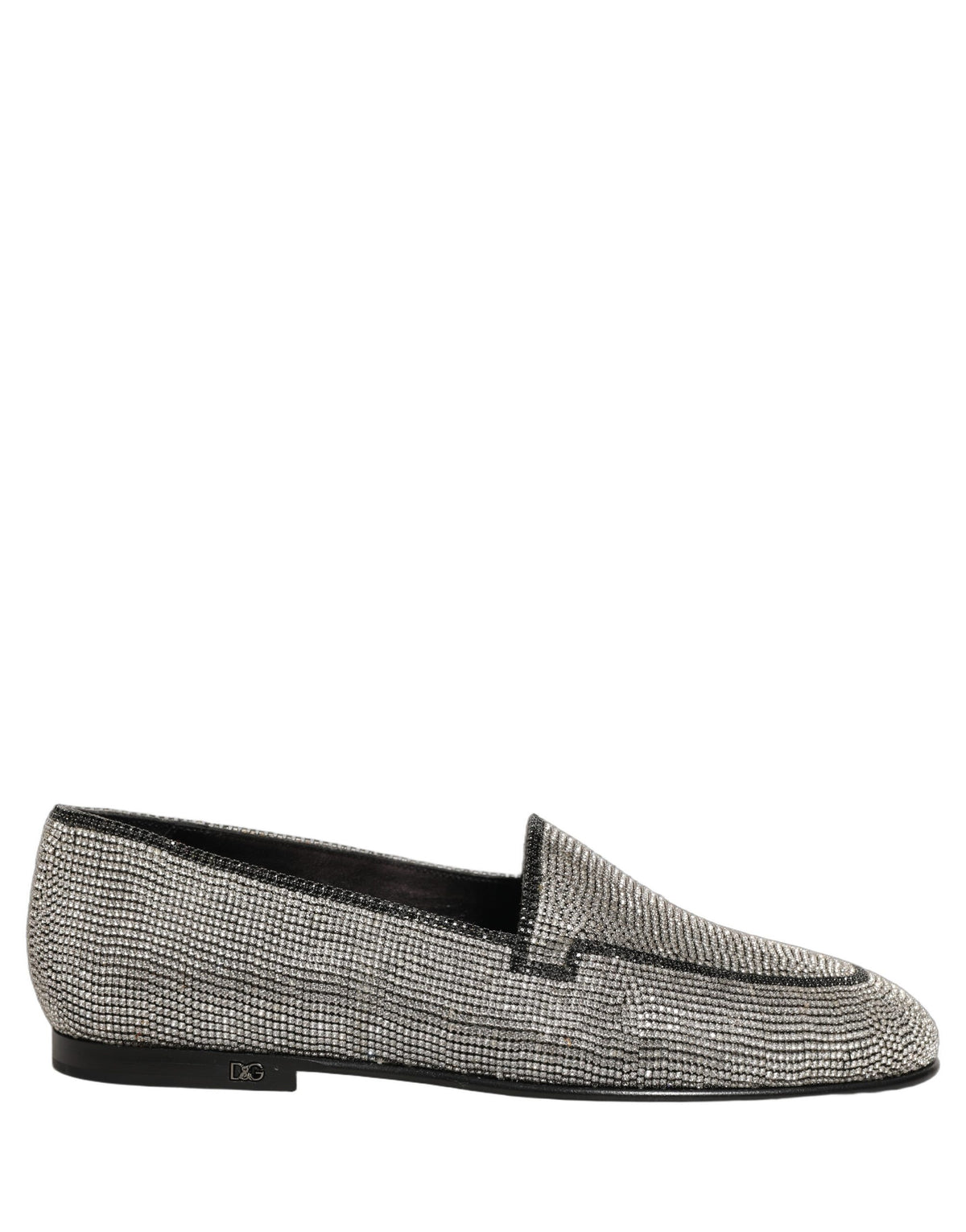 Dolce & Gabbana 9 To 5 Aria Men's Leather & Crystal Loafer Slip-On Shoes - Silver Signature