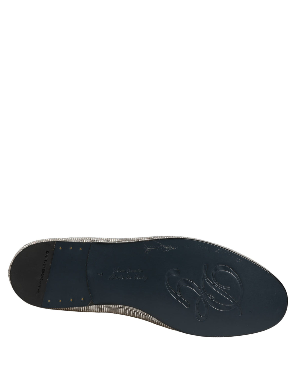 Dolce & Gabbana 9 To 5 Aria Men's Leather & Crystal Loafer Slip-On Shoes - Silver Signature