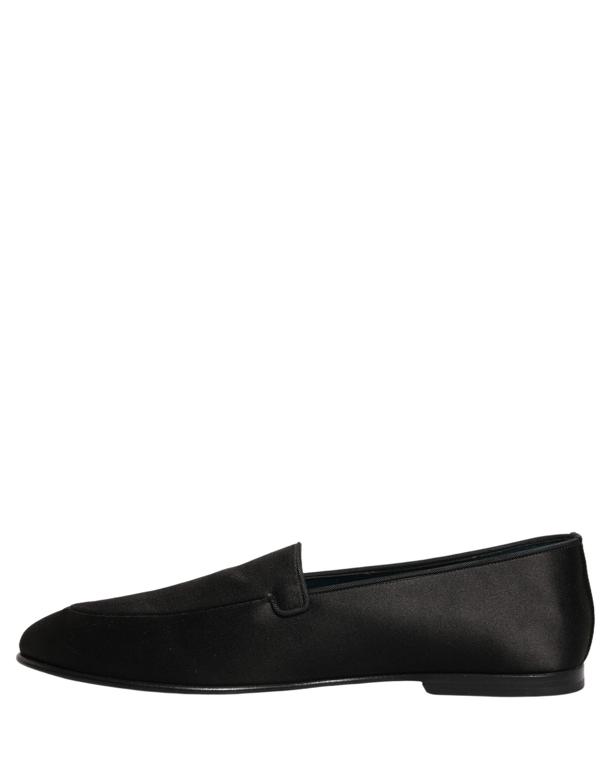 Dolce & Gabbana 9 To 5 Men's Leather & Satin Low-Heel Loafer Slip-On Shoes - Black Signature