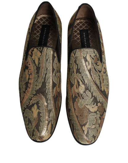 Dolce & Gabbana 9 To 5 Men's Leather Loafer Slip-On Shoes - Gold Signature