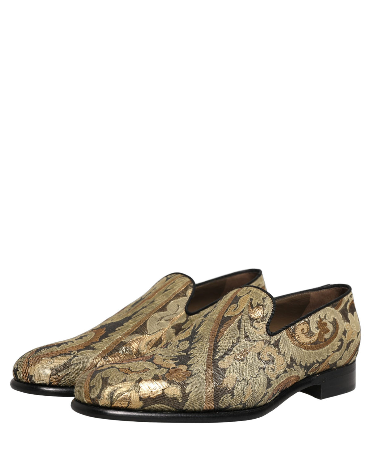 Dolce & Gabbana 9 To 5 Men's Leather Loafer Slip-On Shoes - Gold Signature