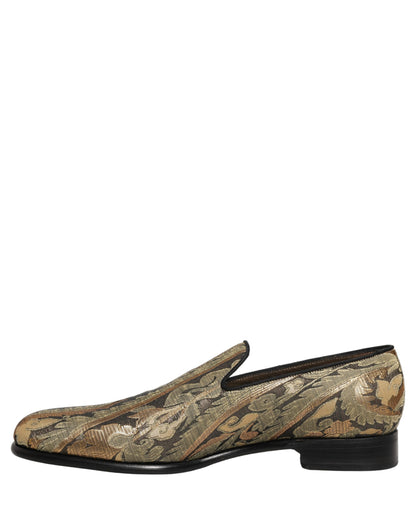 Dolce & Gabbana 9 To 5 Men's Leather Loafer Slip-On Shoes - Gold Signature