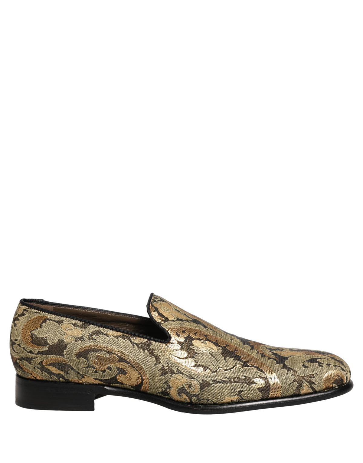 Dolce & Gabbana 9 To 5 Men's Leather Loafer Slip-On Shoes - Gold Signature