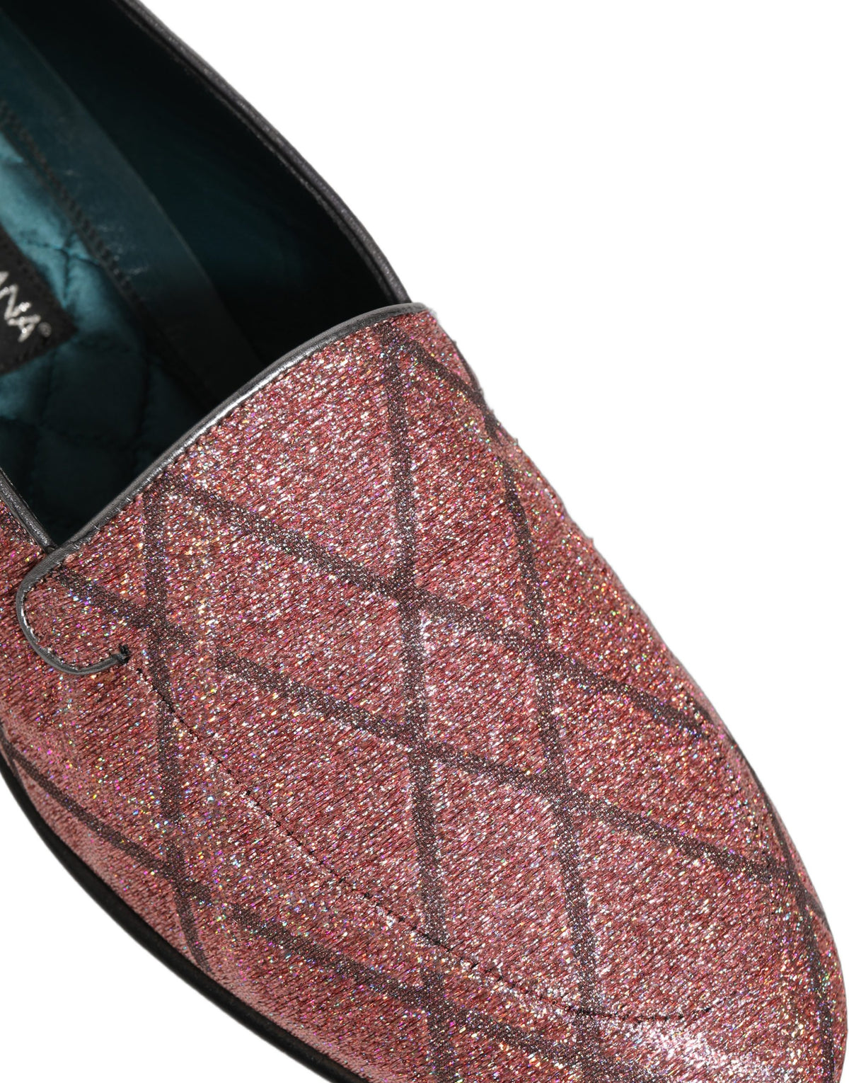 Dolce & Gabbana 9 To 5 Men's Leather & Lurex Loafer Slip-On Shoes - Pink Patterned Signature