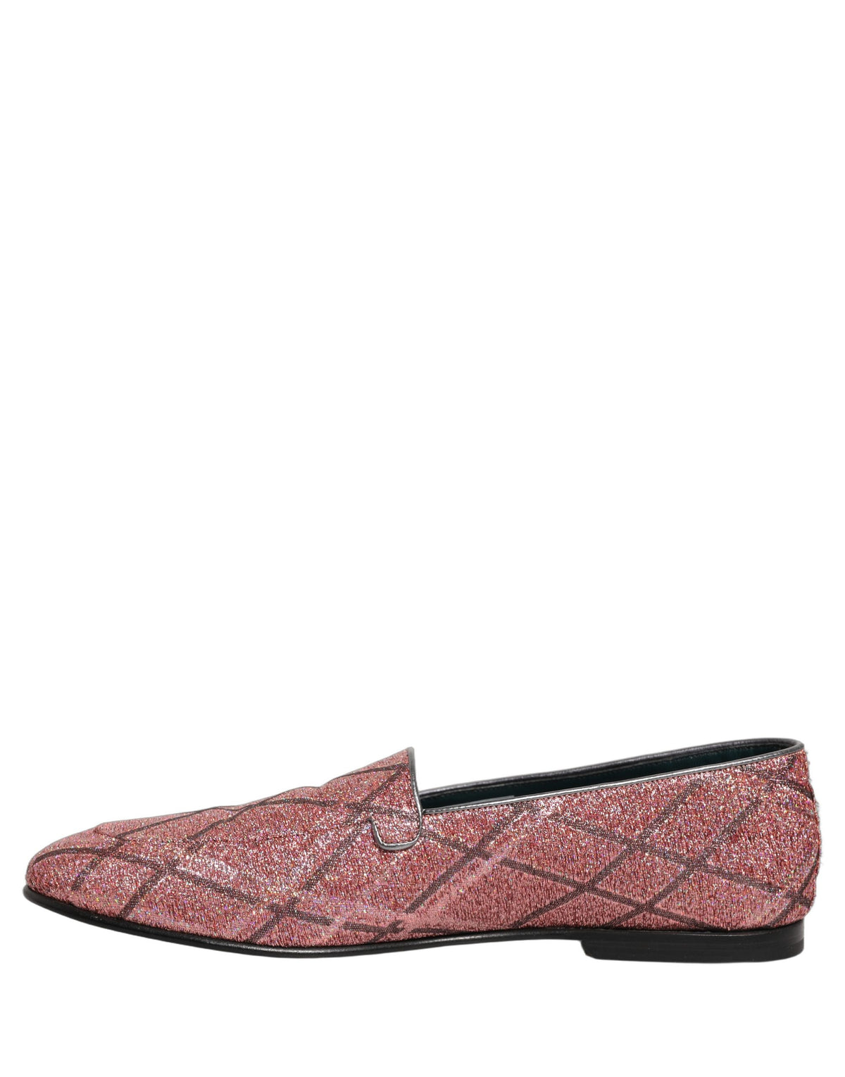 Dolce & Gabbana 9 To 5 Men's Leather & Lurex Loafer Slip-On Shoes - Pink Patterned Signature