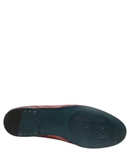 Dolce & Gabbana 9 To 5 Men's Leather & Lurex Loafer Slip-On Shoes - Pink Patterned Signature
