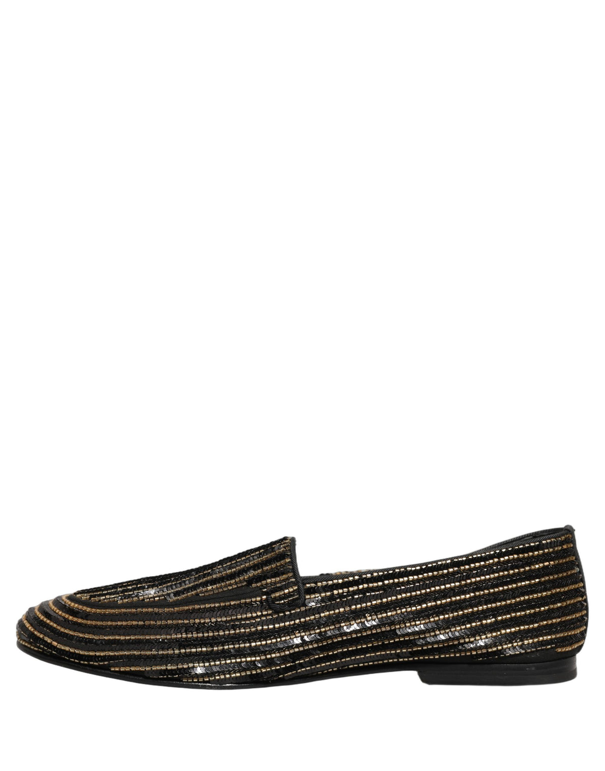 Dolce & Gabbana 9 To 5 Men's Leather Loafer Slip-On Shoes - Black Gold Signature