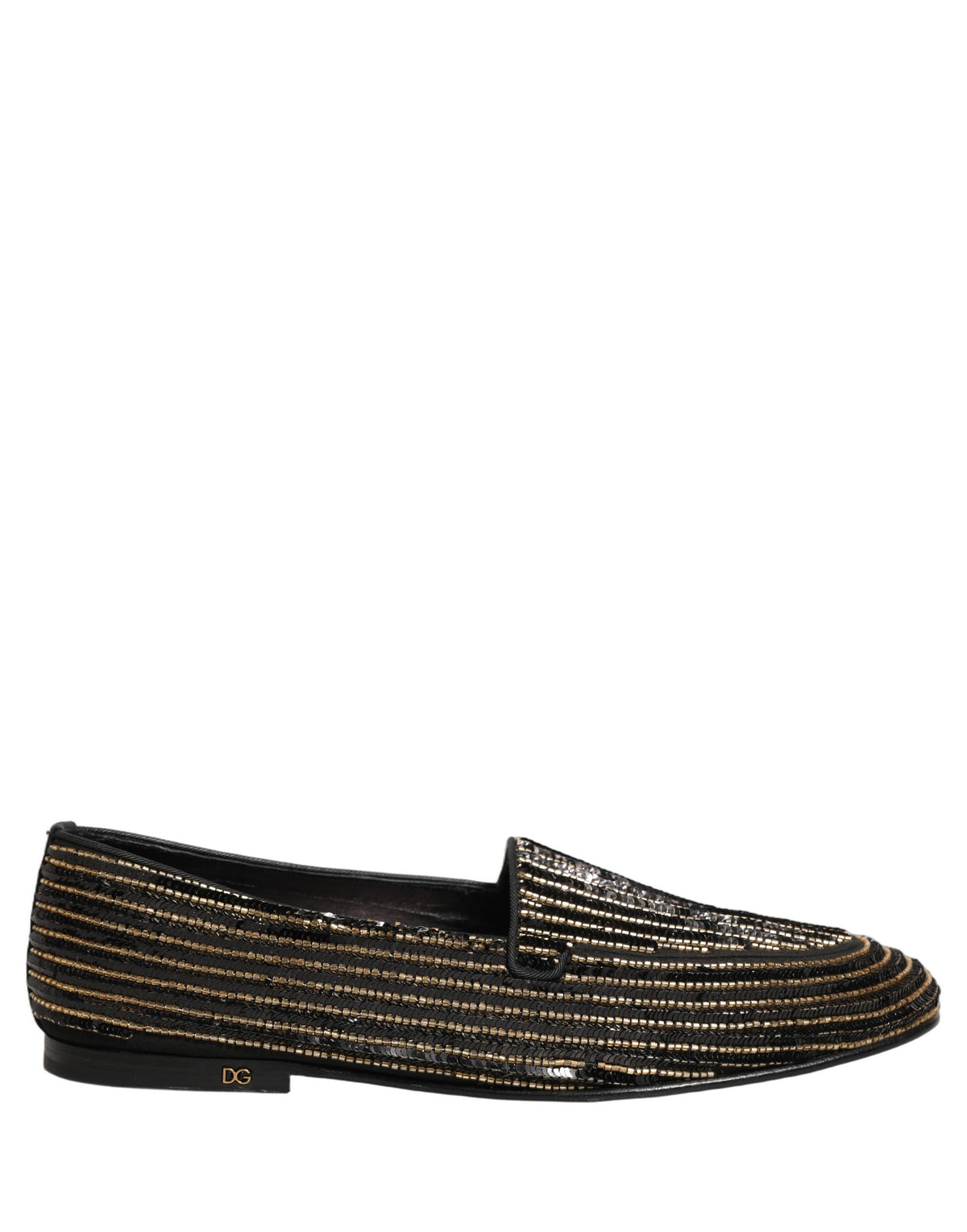 Dolce & Gabbana 9 To 5 Men's Leather Loafer Slip-On Shoes - Black Gold Signature