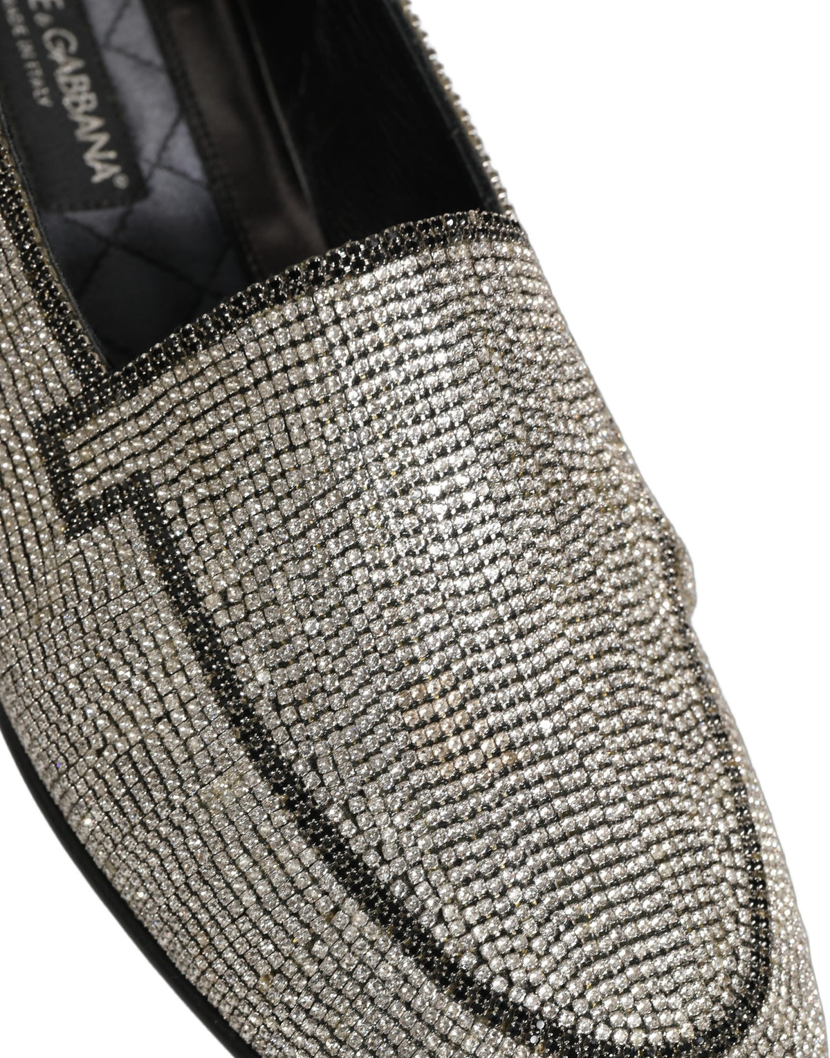 Dolce & Gabbana 9 To 5 Men's Leather & Crystal Loafer Slip-On Shoes - Silver Signature