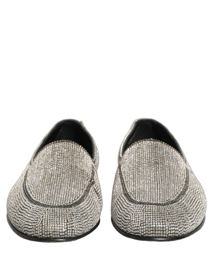 Dolce & Gabbana 9 To 5 Men's Leather & Crystal Loafer Slip-On Shoes - Silver Signature