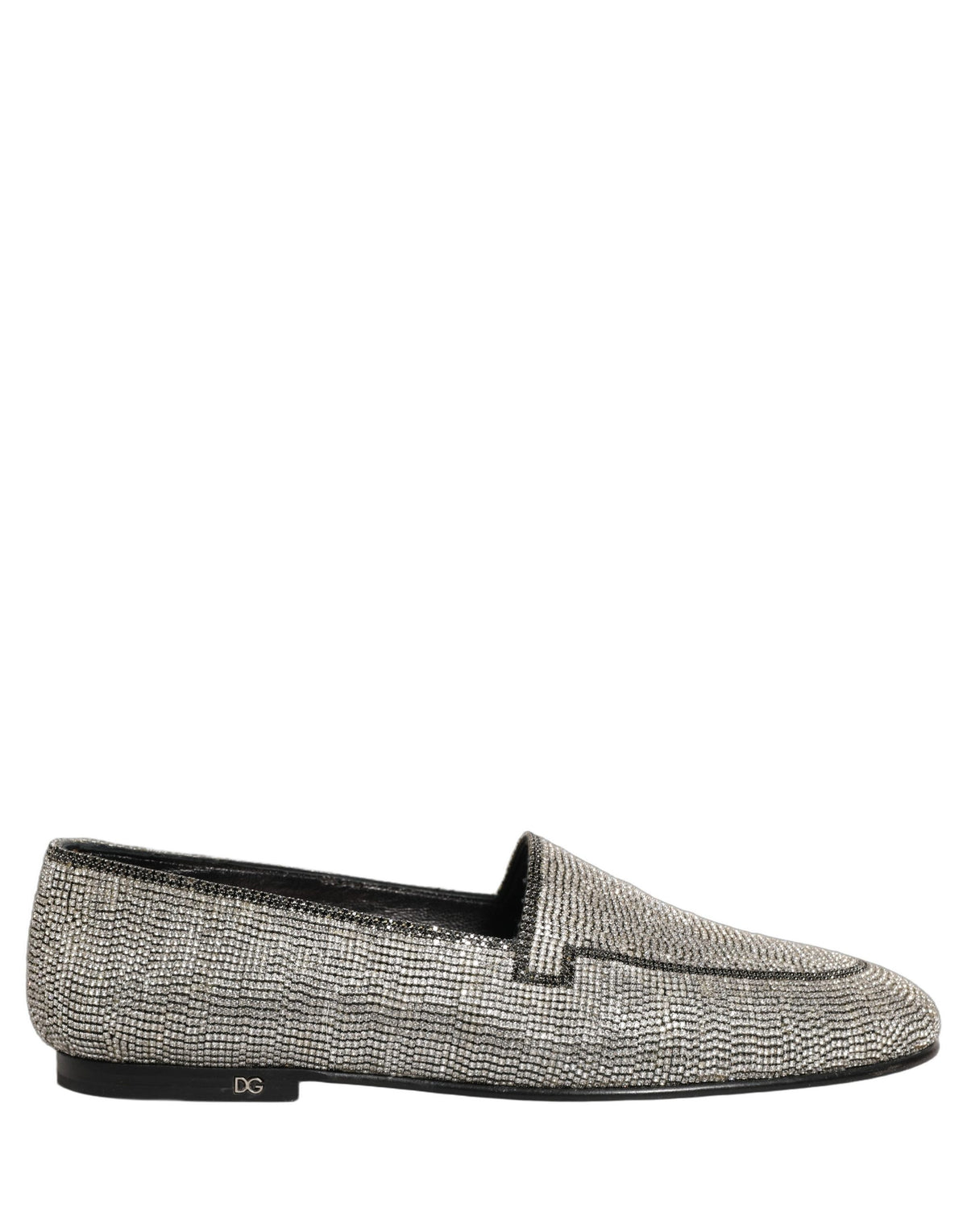 Dolce & Gabbana 9 To 5 Men's Leather & Crystal Loafer Slip-On Shoes - Silver Signature
