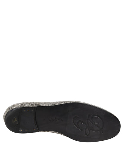 Dolce & Gabbana 9 To 5 Men's Leather & Crystal Loafer Slip-On Shoes - Silver Signature