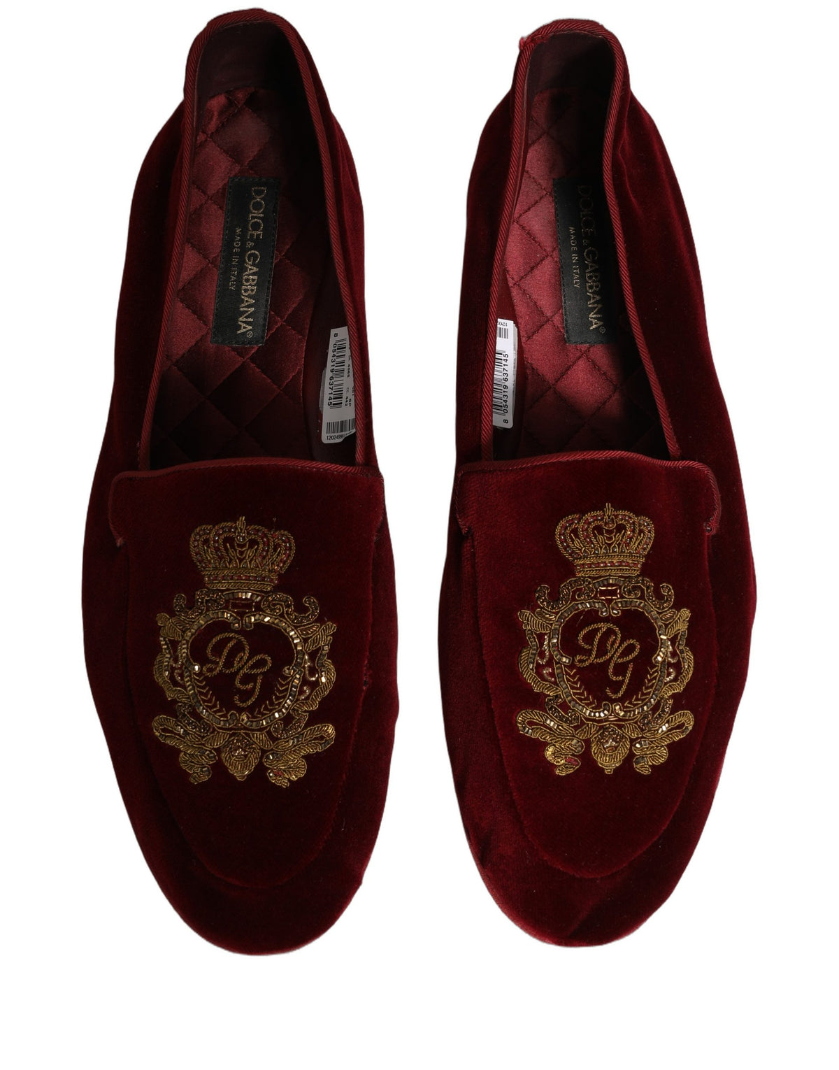 Dolce & Gabbana 9 To 5 Aria Men's Leather & Velvet Loafer Slip-On Shoes - Maroon Signature