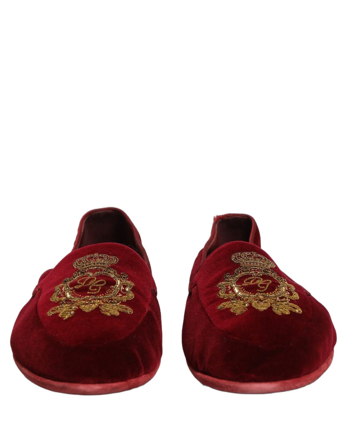 Dolce & Gabbana 9 To 5 Aria Men's Leather & Velvet Loafer Slip-On Shoes - Maroon Signature