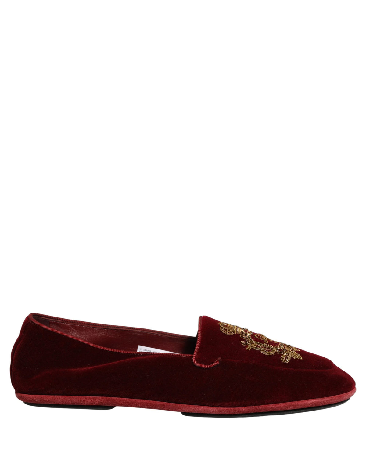 Dolce & Gabbana 9 To 5 Aria Men's Leather & Velvet Loafer Slip-On Shoes - Maroon Signature