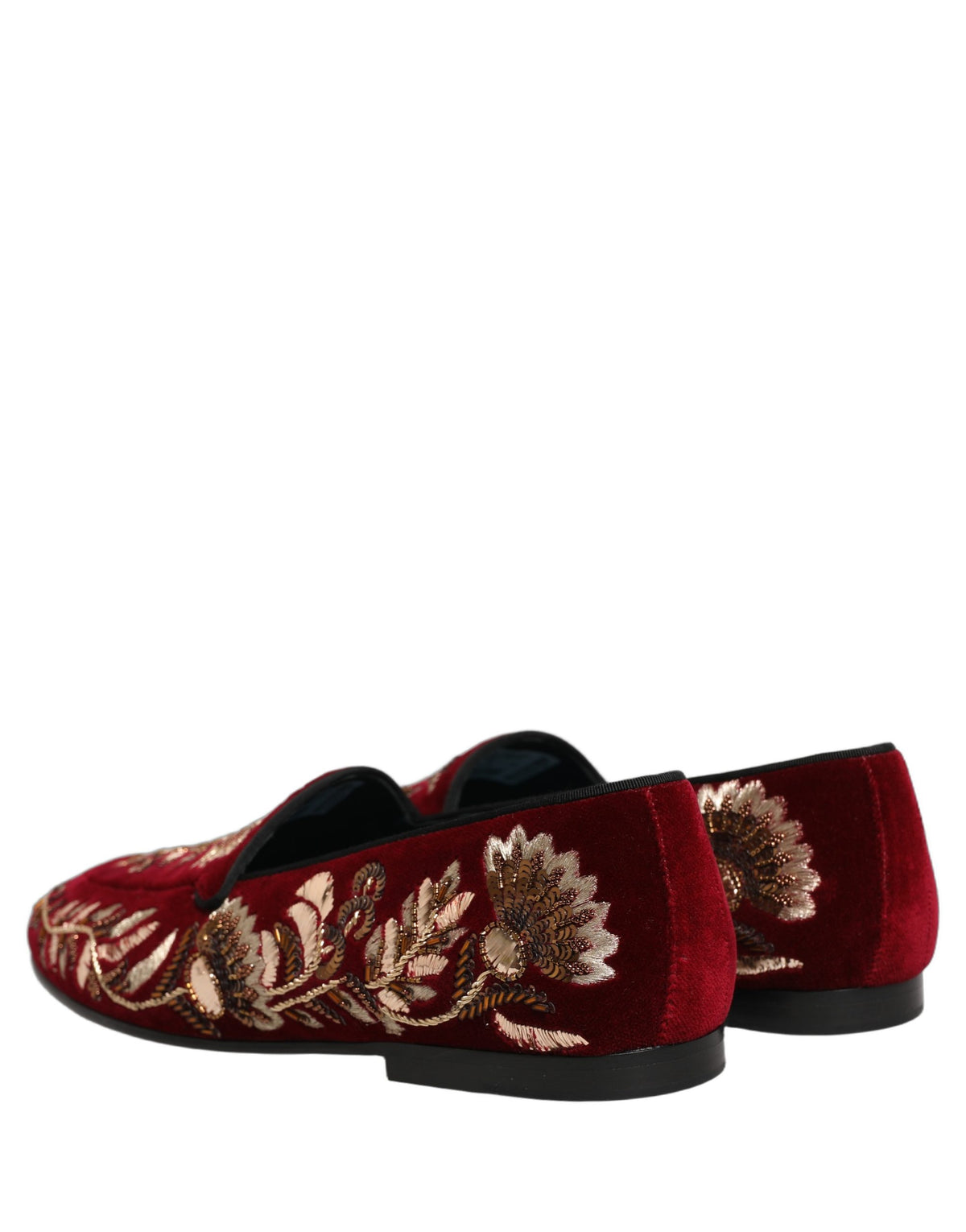 Dolce & Gabbana 9 To 5 Aria Men's Leather & Velvet Loafer Slip-On Shoes - Red Floral Signature