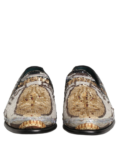 Dolce & Gabbana 9 To 5 Men's Leather & Sequins Loafer Slip-On Shoes - Multicolor Signature