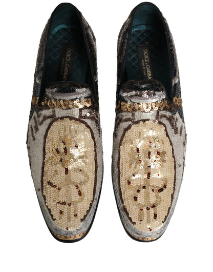 Dolce & Gabbana 9 To 5 Men's Leather & Sequins Loafer Slip-On Shoes - Multicolor Signature