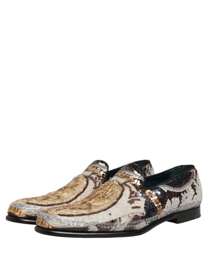 Dolce & Gabbana 9 To 5 Men's Leather & Sequins Loafer Slip-On Shoes - Multicolor Signature