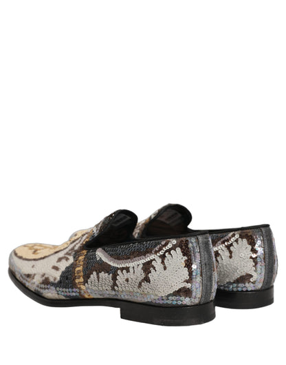 Dolce & Gabbana 9 To 5 Men's Leather & Sequins Loafer Slip-On Shoes - Multicolor Signature
