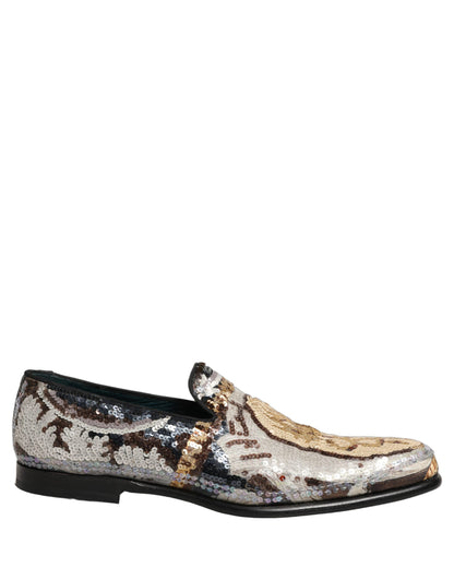 Dolce & Gabbana 9 To 5 Men's Leather & Sequins Loafer Slip-On Shoes - Multicolor Signature