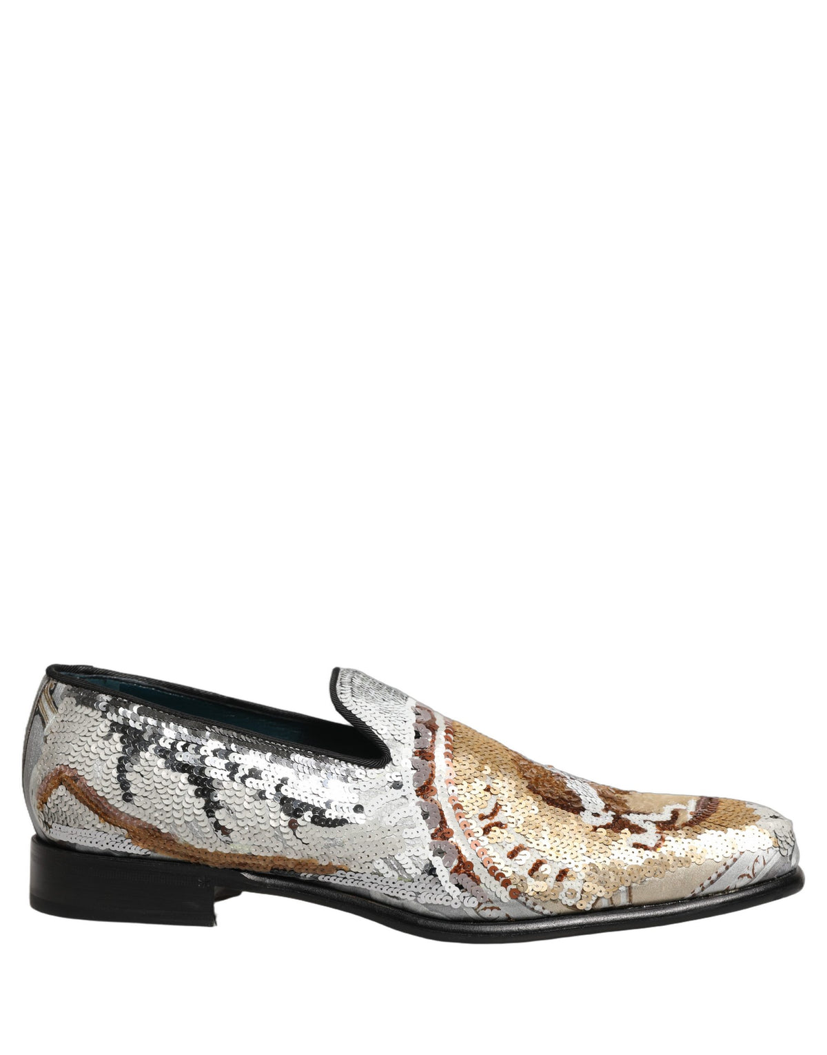 Dolce & Gabbana 9 To 5 Men's Leather Loafer Slip-On Shoes - Gold White Signature