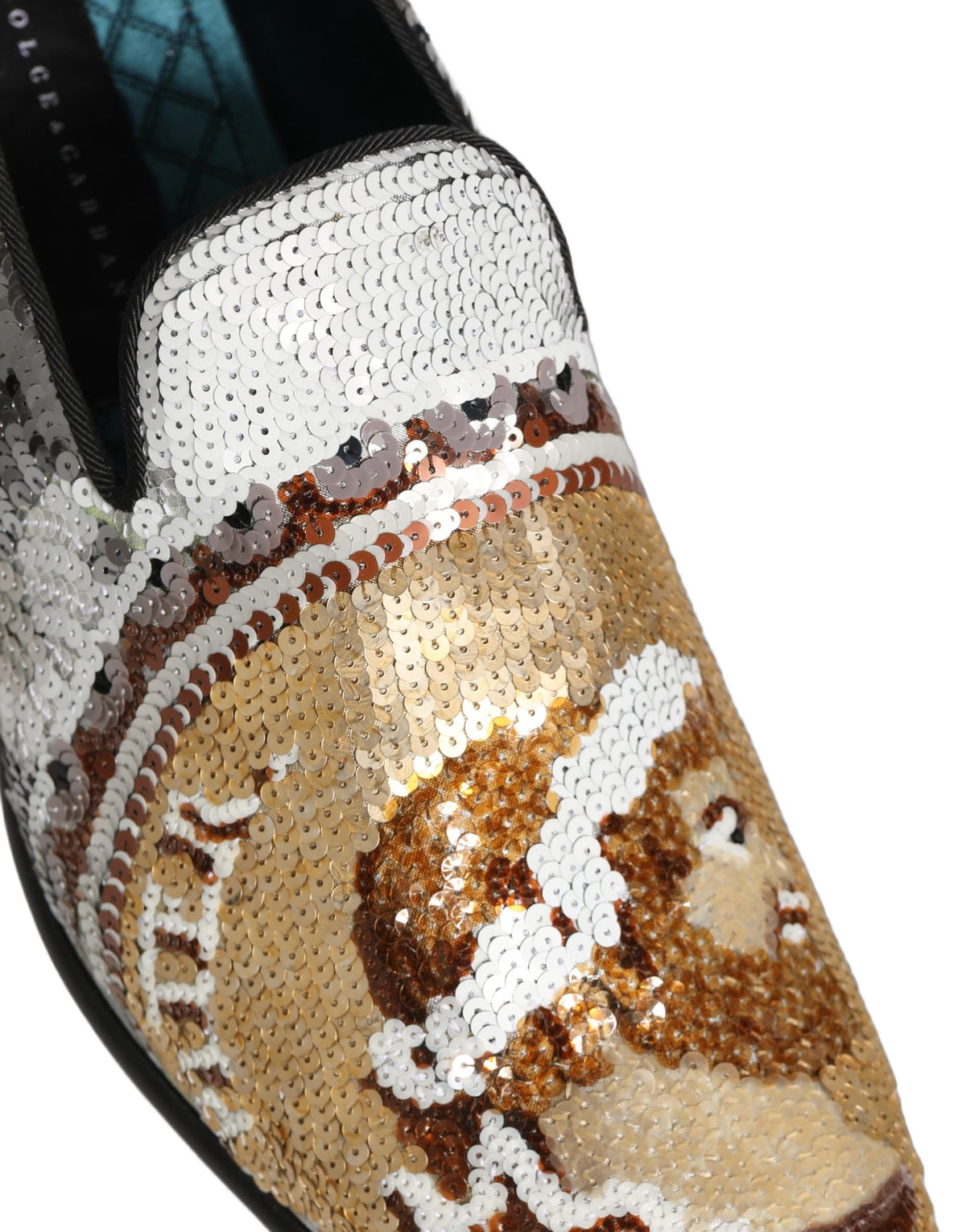 Dolce & Gabbana 9 To 5 Men's Leather Loafer Slip-On Shoes - Gold White Signature