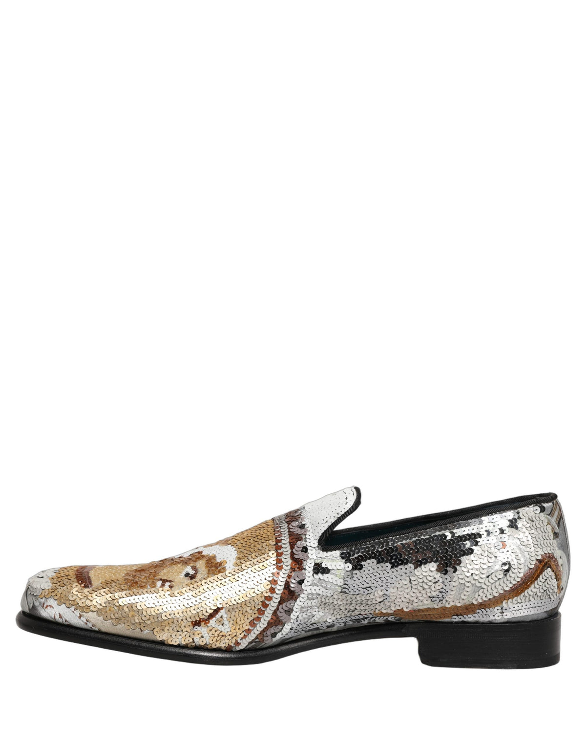 Dolce & Gabbana 9 To 5 Men's Leather Loafer Slip-On Shoes - Gold White Signature