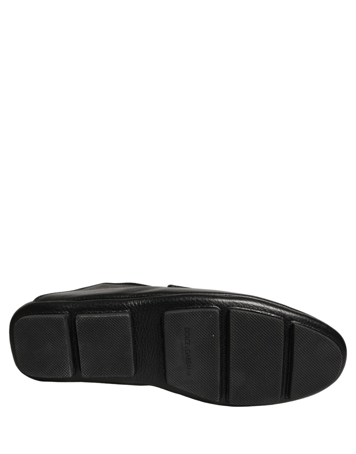 Dolce & Gabbana 9 To 5 Men's Deerskin Leather Loafer Slip-On Strap Shoes - Black Signature