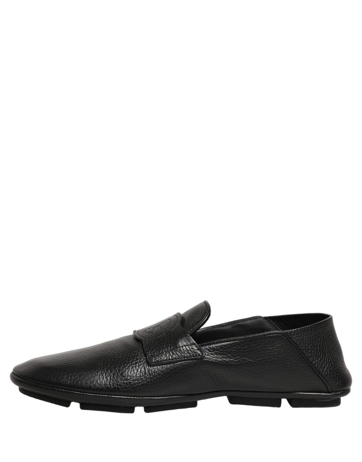 Dolce & Gabbana 9 To 5 Men's Deerskin Leather Loafer Slip-On Strap Shoes - Black Signature