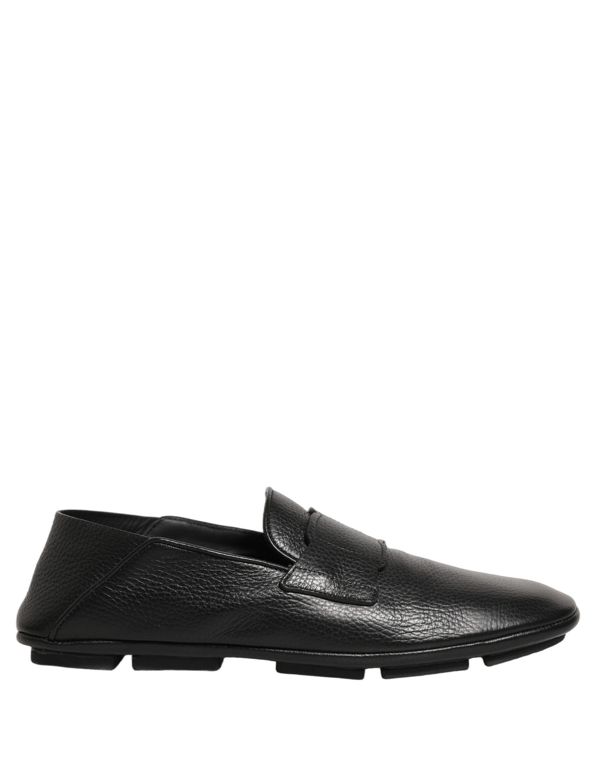Dolce & Gabbana 9 To 5 Men's Deerskin Leather Loafer Slip-On Strap Shoes - Black Signature