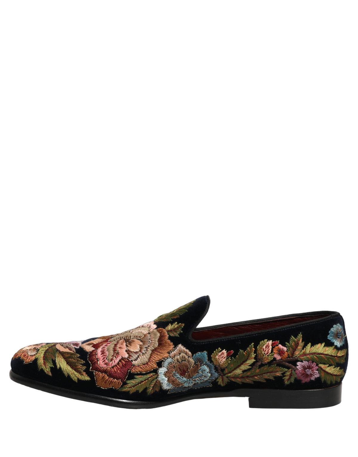 Dolce & Gabbana 9 To 5 Aria Men's Leather & Velvet Loafer Slip-On Shoes - Black Floral Signature