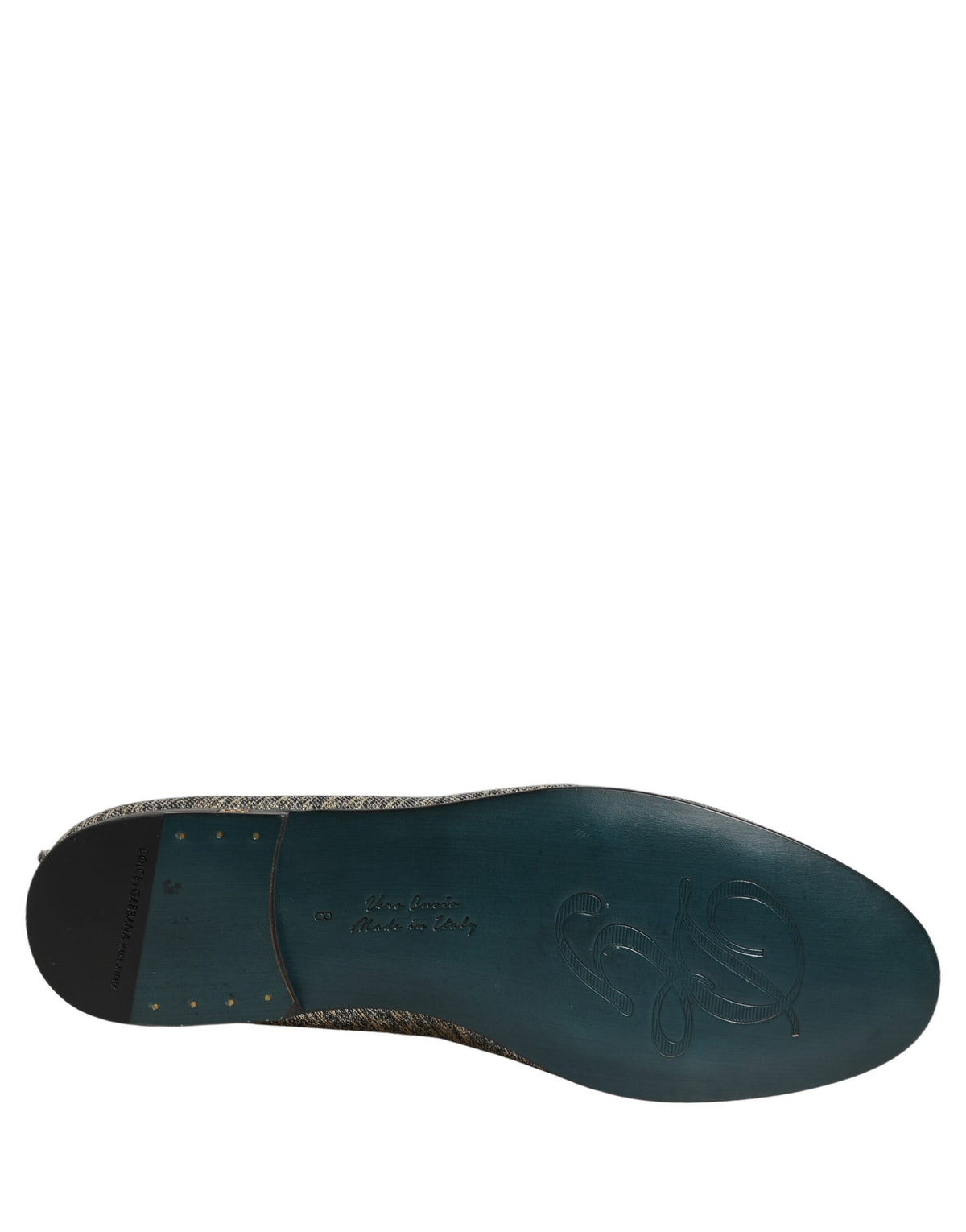 Dolce & Gabbana 9 To 5 Men's Leather & Lurex Loafer Slip-On Shoes - Gray Signature