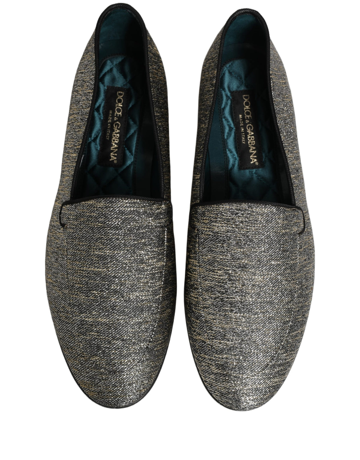 Dolce & Gabbana 9 To 5 Men's Leather & Lurex Loafer Slip-On Shoes - Gray Signature