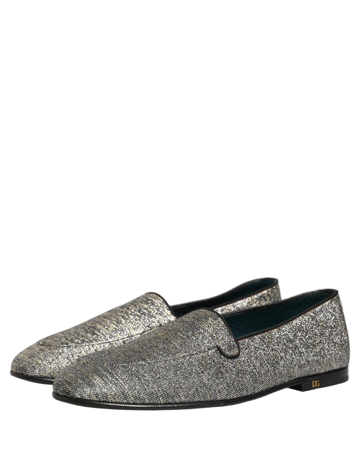 Dolce & Gabbana 9 To 5 Men's Leather & Lurex Loafer Slip-On Shoes - Gray Signature